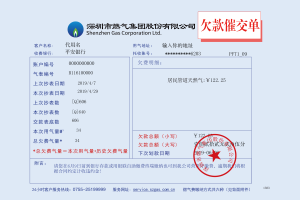 深圳燃气费账单地址证明psd模板Shenzheng Gas Group Utility Bills-帮司令