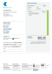 澳大利亚 Telstra 互联网账单 Word 和 PDF 模板Australia Telstra Internet Bill Word And PDF Template-帮司令