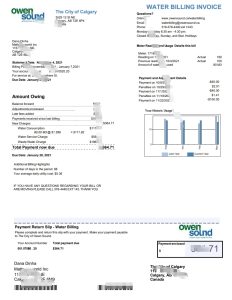 加拿大欧文桑德水费账单（word 和 pdf 格式）Canada Owen Sound Water bill in word and pdf Format-帮司令