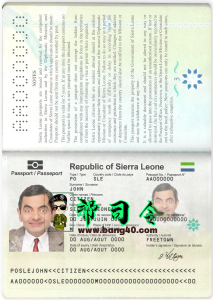 塞拉利昂护照 PSD 模板Sierra Leone fake passport PSD template-帮司令