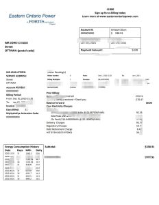 东安大略电力公用事业账单 Word 和 PDF 模板Eastern Ontario Power Utility Bill Word And PDF Template-帮司令