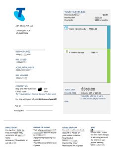 澳大利亚Telstra电信水电费账单模板Australia Telstra telecommunications utility bill template in Word and PDF format-帮司令