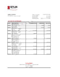 斯里兰卡 Seylan 银行对账单模板Sri Lanka Seylan bank statement template-帮司令