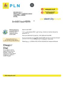 印度尼西亚 PLN 电费账单模板，完全可编辑，Word 和 PDF 格式Indonesia PLN electricity utility bill template fully editable in Word And PDF format-帮司令