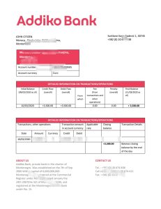 黑山 Addiko 银行地址证明声明模板Montenegro Addiko Bank proof of address statement template-帮司令