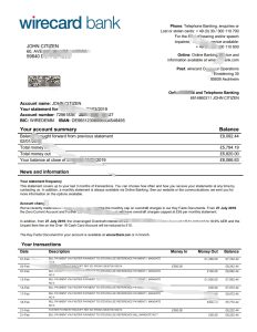 德国 Aschheim Wirecard 银行对账单简易填写模板Germany Aschheim Wirecard bank statement easy to fill template-帮司令