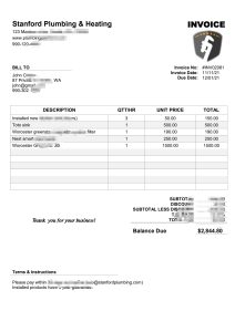 美国斯坦福管道和供热公司发票模板USA Stanford Plumbing & Heating company Invoice Template-帮司令