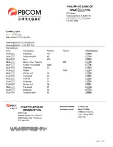 菲律宾交通银行地址证明银行对账单模板Philippines Bank of Communications proof of address bank statement template-帮司令