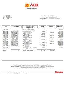 菲律宾亚洲联合银行（AUB）账户报表Word和PDF模板Philippines Asia United Bank (AUB) account statement Word and PDF template-帮司令