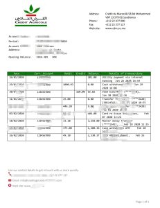 摩洛哥农业信贷银行银行对账单模板Morocco Credit Agricole bank statement Template-帮司令