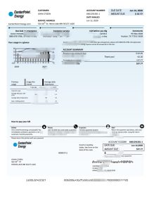 美国德克萨斯州 Center Point Energy 公用事业账单模板（Word 和 PDF 格式）USA Texas Center Point Energy utility bill template in Word and PDF format-帮司令