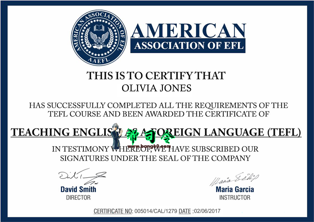 美国 EFL TEFL 协会证书 PSD 模板