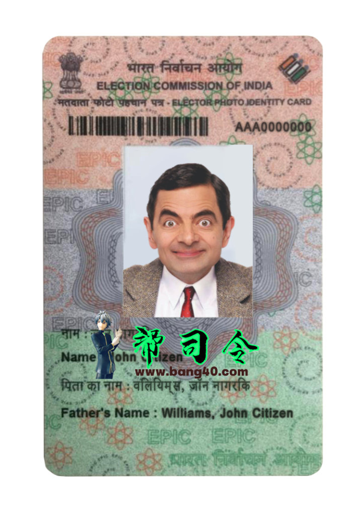 印度选举身份证可编辑 PSD 模板