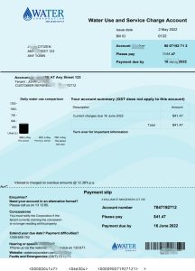 澳大利亚水务公司 WA 公用事业账单模板Australia Water Corporation WA utility bill Template-帮司令