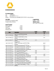 德国商业银行银行对账单模板（Word 和 PDF 格式）Germany Commerzbank bank statement template in Word and PDF and Excel format-帮司令