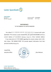 挪威 Luster Sparebank 银行推荐信模板Norway Luster Sparebank Bank Reference Letter Template-帮司令
