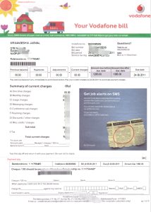 印度移动水电费账单word模板India Mumbai Vodafone Utility Bills-帮司令