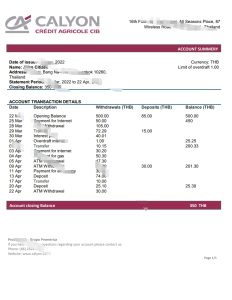 泰国凯隆银行对账单模板（Word 和 PDF 格式）Thailand Caylon Bank statement template in Word and PDF format-帮司令