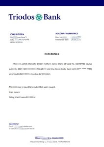 荷兰 Triodos 银行推荐信模板Netherlands Triodos Bank Reference Letter Templates-帮司令