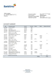 巴拿马 Banistmo 银行对账单模板Panama Banistmo bank statement template-帮司令
