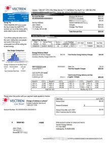 美国俄亥俄州 Vectren Energy 公用事业账单模板USA Ohio Vectren Energy utility bill template-帮司令