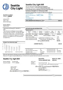 美国华盛顿西雅图市电力公司账单模板USA Washington Seattle City Light utility bill template-帮司令