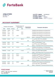 哈萨克斯坦 Forte 银行对账单模板（Word 和 PDF 格式）Kazakhstan Forte bank statement template in Word and PDF format-帮司令