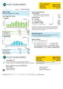 美国华盛顿普吉特海湾能源公用事业账单模板（Word 和 PDF 格式）USA Washington Puget Sound Energy utility bill template in Word and PDF format-帮司令