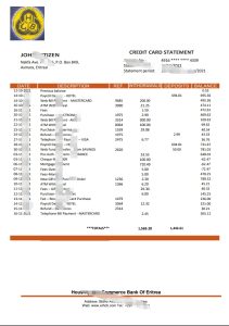 厄立特里亚住房和商业银行对账单模板Eritrea Housing and Commerce bank statement template-帮司令