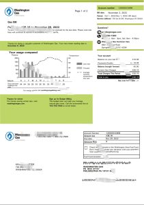美国华盛顿天然气公司（WGL）水电费账单模板（Word 和 PDF 格式）USA Washington Gas (WGL) utility bill template in Word and PDF format-帮司令