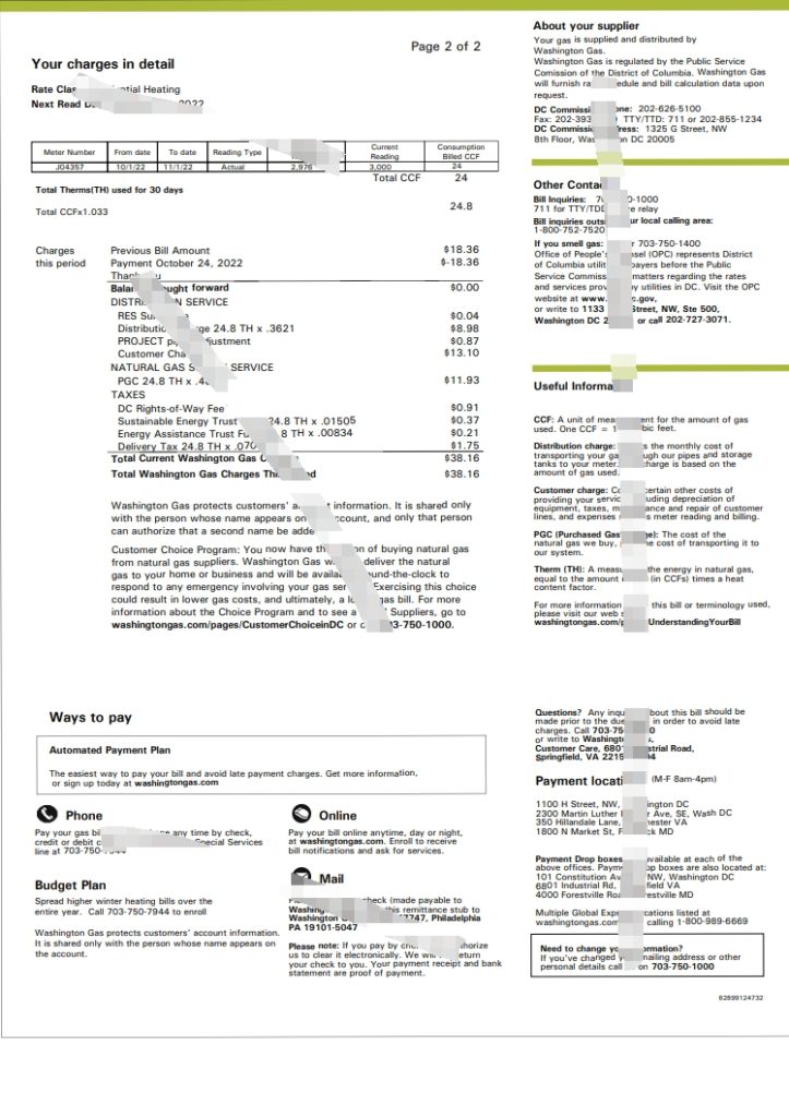 图片[2]-美国华盛顿天然气公司（WGL）水电费账单模板（Word 和 PDF 格式）