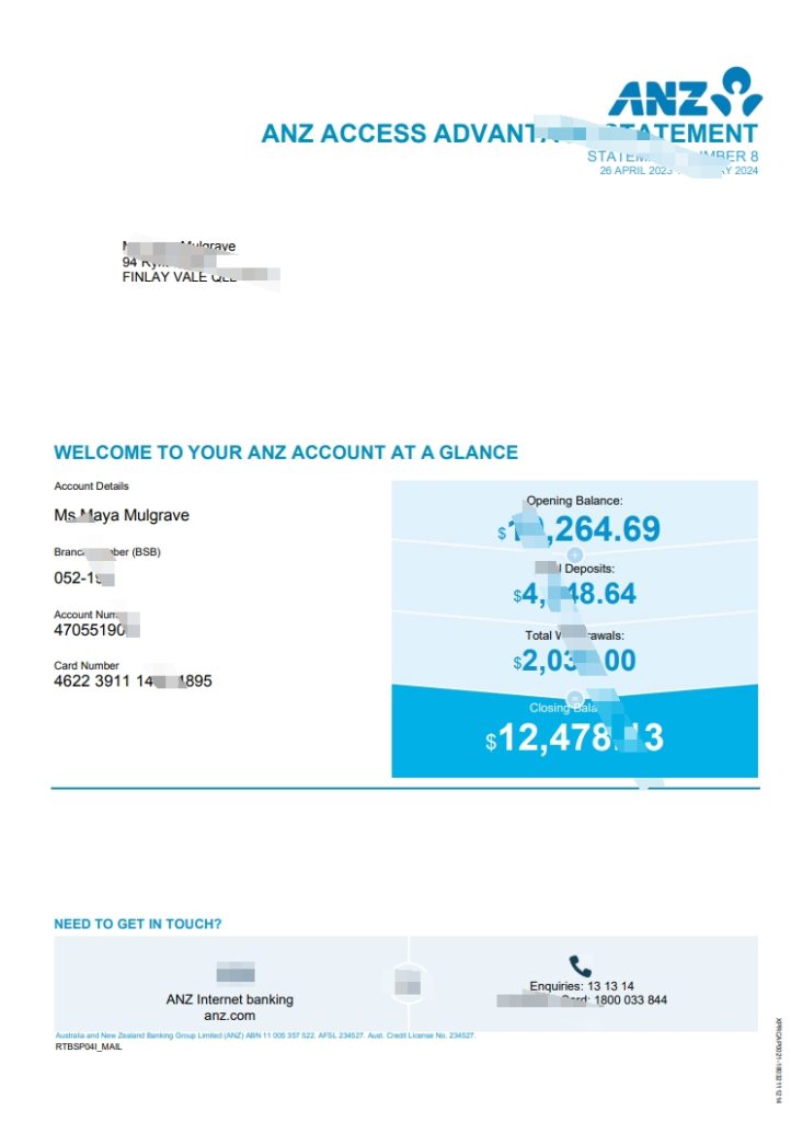 新西兰 ANZ 银行对帐单（2024-2 版）