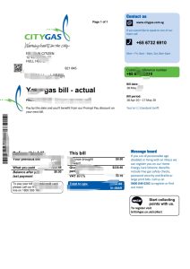 新加坡城市煤气水电费帐单模板Singapore City Gas utility bill template-帮司令