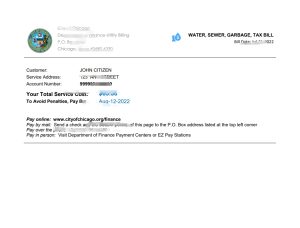 美国伊利诺伊州芝加哥水下水道垃圾税单模板USA Illinois Chicago water sewer garbage tax bill template-帮司令