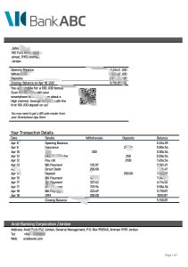 约旦 ABC 银行对账单模板Jordan ABC Bank statement template-帮司令