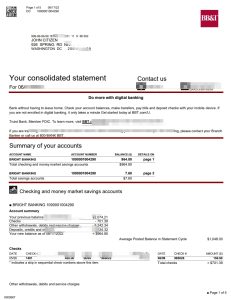 美国华盛顿 BBT 银行对账单模板(共计5页只展示首页)USA Washington BBT Bank Statement Template-帮司令