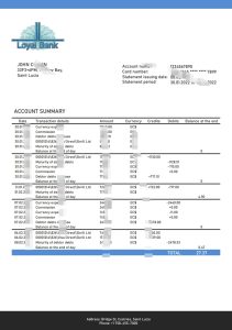 圣卢西亚忠诚银行对帐单模板Saint Lucia Loyal Bank Statement Template-帮司令