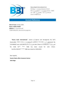 波斯尼亚和黑塞哥维那波斯纳银行推荐信模板Bosnia and Herzegovina Bosna Bank Reference Letter Template-帮司令