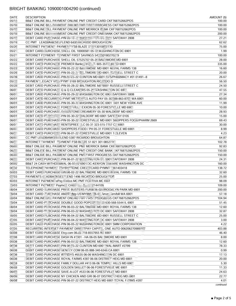 图片[2]-美国华盛顿 BB&T 银行对帐单 Word 和 PDF 模板（5 页）