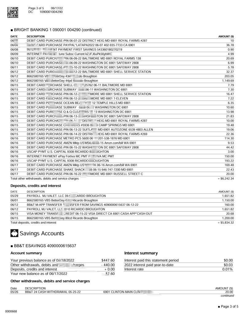 图片[3]-美国华盛顿 BB&T 银行对帐单 Word 和 PDF 模板（5 页）