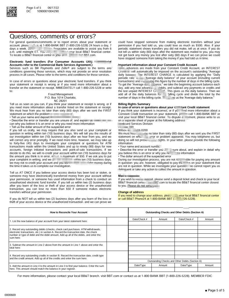 图片[5]-美国华盛顿 BB&T 银行对帐单 Word 和 PDF 模板（5 页）