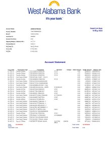 美国西阿拉巴马州银行对帐单Word和PDF模板USA West Alabama Bank Statement Word And PDF Template-帮司令