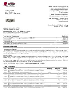 美国第一世纪银行 Word 和 PDF 报表模板USA First Century Bank Word And PDF Statement Template-帮司令
