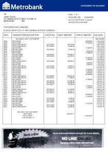 英国大都会银行银行对帐单模板United Kingdom Metrobank Bank Statement Template-帮司令