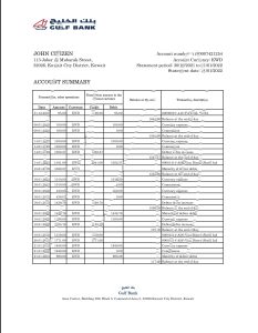科威特海湾银行对帐单 Excel 和 PDF 模板Kuwait Gulf Bank Statement Excel And PDF Template-帮司令