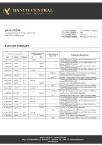 圣多美和普林西比中央银行圣多美和普林西比银行对账单模板Sao Tome And Principe Banco Central De S.Tome E Principe Bank Statement Template-帮司令