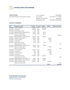苏里南中央银行 苏里南银行对账单 Excel 和 PDF 模板Suriname Centrale Bank Van Suriname Bank statement Excel And PDF Template-帮司令