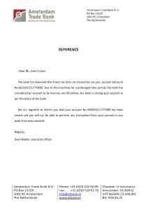 荷兰阿姆斯特丹贸易银行推荐信模板Netherlands Amsterdam Trade Bank Reference Letter Template-帮司令