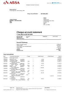 英国 Absa 银行对帐单 Word 和 PDF 模板（共2 页只展示首页）United Kingdom Absa Bank Statement Word And PDF Template (2 pages)-帮司令