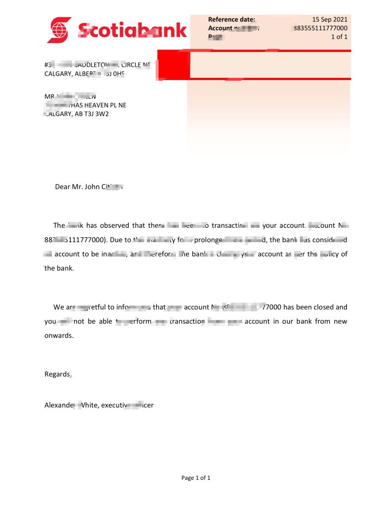 加拿大丰业银行账户银行推荐信模板